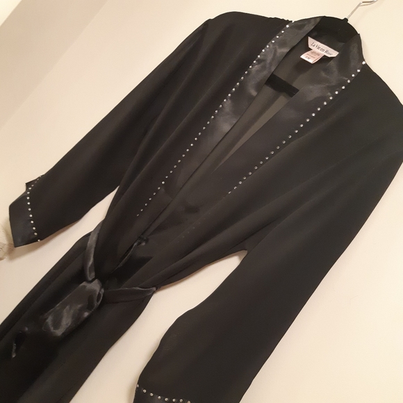 La Vie En Rose Intimates & Sleepwear La Vie En Rose Sheer Satin Rhinestone Robe Poshmark